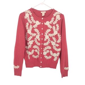 Sundance Embroidered Button Down Cotton Cardigan Sweater Size Medium